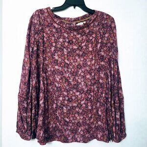 White Stuff UK pretty L/S blouse tunic top pink florals Size XL NWOT